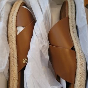 Michael Kors Brown Criss Cross Leather Sandals 9